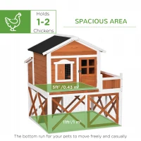 PawHut 44" Chicken Coop, Wooden Hen Run House, Rabbit Hutch with Nesting Box, Removable Tray, Asphalt Roof, Planting Lattice, Orange(m-4)