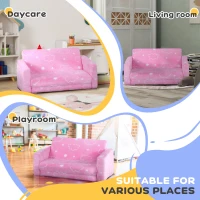 Qaba Couch with Glow in the Dark Cloud Pattern, Washable Cover, Pink(m-6)