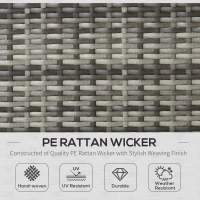 Outsunny 7pc Garden Wicker Sectional Set w/ Tea Table Patio Rattan Lounge Sofa Outdoor Deck Furniture Light Grey(m-4)