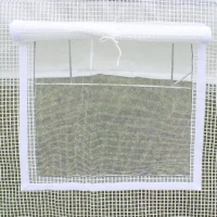 Outsunny 9.8' x 6.6' x 6.6' Plastic Greenhouse Cover Replacement, Heavy Duty Waterproof Tarp for Hoop House, Sheeting with 6 Windows, Door & Reinforcement Grid, White(m-8)