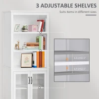 HOMCOM Multifunctional Storage Cabinet Bookcase with Adjustable Shelves Display Rack for Study, Kitchen, Living Room, White(m-5)