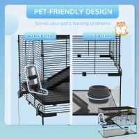 PawHut Hamster Cage, Gerbil Cage with Glass Basin for Small Hamsters, Black(m-5)