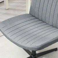HOMCOM Criss Cross Chair, Wide Armless Office Chair, Fabric Computer Desk Chair with Adjustable Height, Gray(m-9)