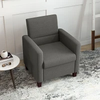 HOMCOM Fabric Accent Chair, Modern Armchair with Seat Cushion and Non-Slip Pads for Living Room, Bedroom, Dark Grey(m-9)