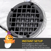 Outsunny 3.4ft Inflatable Halloween Window Sticker Ghost with Orange Face, Blow Up LED  Display for Garden Indoor Outdoor(m-6)