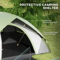 Outsunny 3000mm Waterproof Camping Tent for 2 Man, with Sewn-in Groundsheet and Carry Bag, Grey and Green(m-4)
