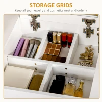 HOMCOM Makeup Vanity Desk with Flip Top Mirror and Cushioned Stool, Dressing Table Writing Desk with 2 Drawers and Storage Grids for Bedroom (White)(m-5)