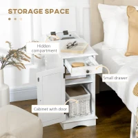 HOMCOM Flip Top End Side Table with Storage Drawer and Cabinet, 11.5" x 24" x 24.25", White(m-5)