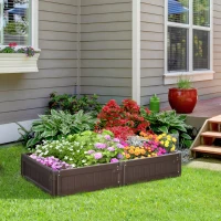 Outsunny 48" x 24" Raised Garden Bed Kit, Divisible Planting Box DIY Garden Elevated Planter for Outdoor & Indoor Backyard, Wood Imitating Grain, Easy Assembly, with 6 Stakes, Brown(m-10)