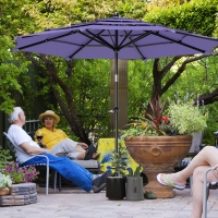 Outsunny 10.7FT Patio Umbrella with 8 Ribs, Crank, Push Button Tilt, Air Vents, for Backyard, Deck and Lawn, Purple