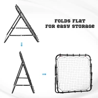 HOMCOM Volleyball Rebounder Net Football Training Aid Kickback Target Play Black(m-4)