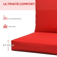 Outsunny Patio Chair Cushions, Thick Deep Seat Outdoor Seat Cushion with Back Cushion, Red(m-4)