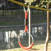 Outsunny Ninja Warrior Obstacle Course Slackline Line for Kids with Monkey Bars Gymnastics Rings Swing Climb Rope Fists Training Equipment Set for Backyard Playground(m-10)