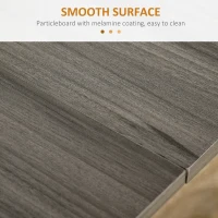 HOMCOM Extendable Dining Table, Collapsible Folding Table w/ 2-tier Shelves and Rolling Casters, Grey Wood Grain(m-7)