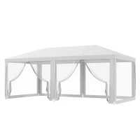 Outsunny 10' x 20' Party Tent Outdoor Canopy Garden Sun Shade with 8 Mosquito Mesh Netting and Zipper Door, White(m-11)