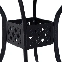 Outsunny 36" Patio Dining Table, Outdoor Bistro Table with 2" Umbrella Hole, Cast Aluminum Frame, For Garden, Balcony, Black(m-9)
