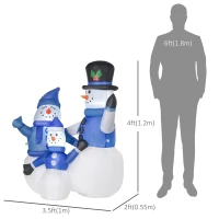 HOMCOM 1.2M Tall Large LED Lighted Christmas Inflatable Snowmen Family Outdoor Indoor Holiday Decorations(m-3)
