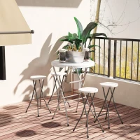 Outsunny 31.5" Bar Height Patio Table, Outdoor Bar Folding Table with HDPE Top, Locking Steel Legs for Party, Camping, White(m-9)