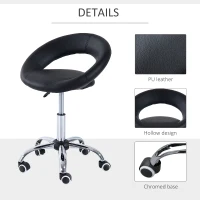 HOMCOM Modern Hydraulic Moon Salon Stool Rolling Swivel Chair Massage Spa Tattoo Pub Bar Stool, Black and Chrome(m-6)