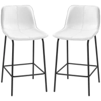 HOMCOM Bar Stools Set of 2, Upholstered Counter Height Bar Chairs, Kitchen Stools with Steel Legs(m-2)