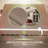 Outsunny 8' x 6.6' Patio Retractable Awning, Manual Exterior Sun Shade Deck Window Cover, Brown(m-5)