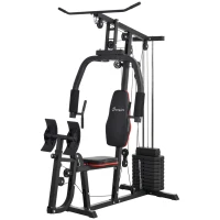 Soozier Home Gym Weights Machine, Multi Gym Lat Pulldown and Leg Workout Equipment with 99lbs Weight Stack(m-2)
