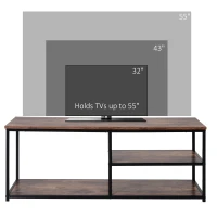 HOMCOM Industrial TV stand for TVs up to 55", TV Cabinet with Storage Shelves Metal Frame, Media Console for Living Room, Rustic Brown(m-7)