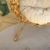 PawHut 20.5" Weaved Cat Bed, Elevated Hand-woven Braided Banana Leaf Kitten House Condo with Cushion, Natural(m-9)