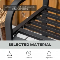 Outsunny 2 Seater Garden Bench 45" x 21.75" x 35.5" Steel Frame Loveseat for Yard, Lawn, Porch, Patio, Black and Gold(m-5)