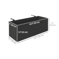 Outsunny 2 Pack 20 Inch Self-Watering Hanging Flower Pots, Railing Planter Box for Fence, Garden, Rattan Look, Black(m-3)