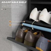 HOMCOM Modern Shoe Cabinet Storage 12 Pair Shoe Organizer with 2 Flip Doors Drawer and Adjustable Shelf Black(m-5)