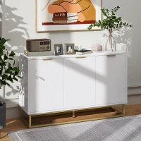 HOMCOM Sideboard Storage Cabinet with 3 Doors and Adjustable Shelves, Kitchen Buffet Cabinet for Dining Room, White(m-8)