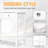 HOMCOM Console Table, Modern Entryway Table with Storage Drawers, Bottom Shelf and Wooden Legs, 31.5" Sofa Side Desk for Living Room, White(m-4)
