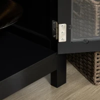 HOMCOM Sideboard Buffet Cabinet, Accent Kitchen Cabinet with Glass Doors, Shelf and 2 Drawers, Black(m-7)