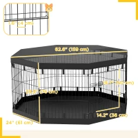 PawHut 8 Panels Foldable Dog Playpen with Bottom Pad & Top Cover, 30" High(m-3)