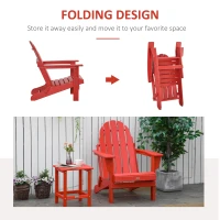 Outsunny Folding Adirondack Chair, HDPE Fire Pit Chair, Weather Resistant Outdoor Chair for Patio, Garden, Backyard, Lawn, Red(m-7)