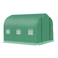 Outsunny 9.7' x 6.4' x 6.4' Steeple Walk-in Tunnel Greenhouse Garden Plant Seed Grow Tent Polythene with Windows and Door Green(m-11)