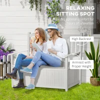 Outsunny 2-Seater Storage Garden Bench, Outdoor Patio Seating Furniture, Deck Box with Inner for Patio, Porch or Balcony, White(m-6)