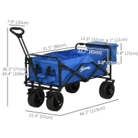 Outsunny Steel Frame Folding Garden Cart, Collapsible Wagon Cart with Cooler Bag, Telescopic Handle and Carrying Bag(m-3)