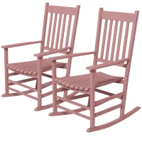 Outsunny Wooden Patio Rocking Chairs Set of 2, Outdoor Rocker Chairs with Wide Armrests, High Back for Garden, Balcony, Natural(m-2)