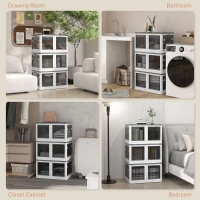 HOMCOM Stackable Storage Bins with Lids, Wheels, and Collapsible, White(m-7)