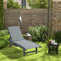 Outsunny Adjustable Lounge Chair, Outdoor Patio Chaise Recliner with Pull-out Tray and 2 Wheels(m-8)