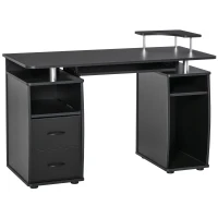 HOMCOM Computer Desk with Keyboard Tray, CPU Stand, Writing Desk with Drawers, Workstation for Home Office, Black(m-2)