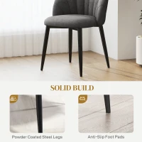HOMCOM Modern Dining Chairs Set of 4, Upholstered Dining Room Chairs with Metal Legs, Shell Backrest, Padded Seat, Dark Grey(m-6)
