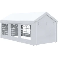 Outsunny 19.7' x 9.7' Heavy Duty Party Tent & Carport with Removable Sidewalls and Double Doors, Large Canopy Tent, Sun Shade Shelter, for Parties, Wedding, Outdoor Events, BBQ, White(m-11)