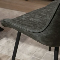 HOMCOM Dining Chairs Set of 2, PU Upholstered Kitchen Chairs with Metal Legs for Dining Room, Living Room, Bedroom, Grey(m-9)