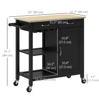 HOMCOM Kitchen Storage Trolley Cart Serving Cart 2 Drawers Wine Glass Rack Towel Rail(m-3)