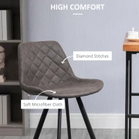 HOMCOM Set of 2 Microfiber Cloth Bar Stools, Multi-functional Kitchen Stools, Bar Chair with Metal Leg Padded Cushion Seat for Dining, Charcoal Grey(m-5)