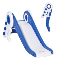 Qaba Folding Kids Slide, Activity Freestanding Climber for Ages 1-3 Years, Indoor and Outdoor Exercise Playset Toy Center, with Cartoon Astronaut Shape, Blue(m-1)