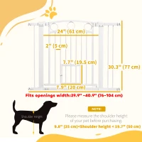 PawHut 30" Extra Tall Dog Gate w/ Cat Door, 2 Extension Kits, for Doorways, Hallways, Stairways, 30"-41" Width(m-3)